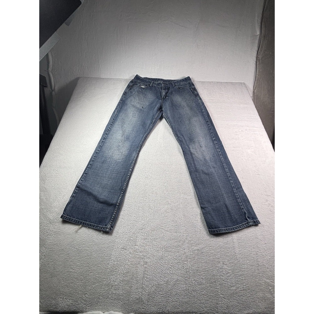 Flypaper Men's Straight Leg Denim Blue Light Wash Jeans Size 34x30 Men's Denim
